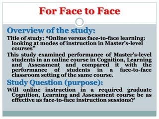 Diffrences between face to face and distance education | PPTX