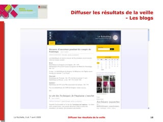 Diffuser les résultats de la veille - Les blogs 