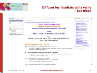 Diffuser les résultats de la veille - Les blogs 