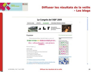 Diffuser les résultats de la veille - Les blogs 