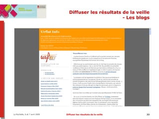 Diffuser les résultats de la veille - Les blogs 