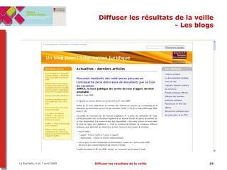 Diffuser les résultats de la veille - Les blogs 