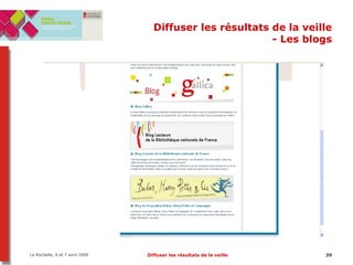 Diffuser les résultats de la veille - Les blogs 