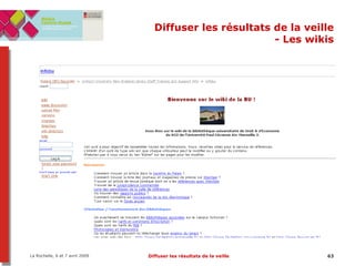 Diffuser les résultats de la veille - Les wikis 