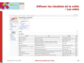 Diffuser les résultats de la veille - Les wikis 