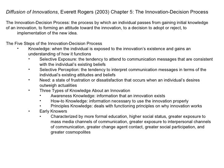 Diffusion Of Innovations Chapter 5 Diffusion Of Innovations Chapter 5
