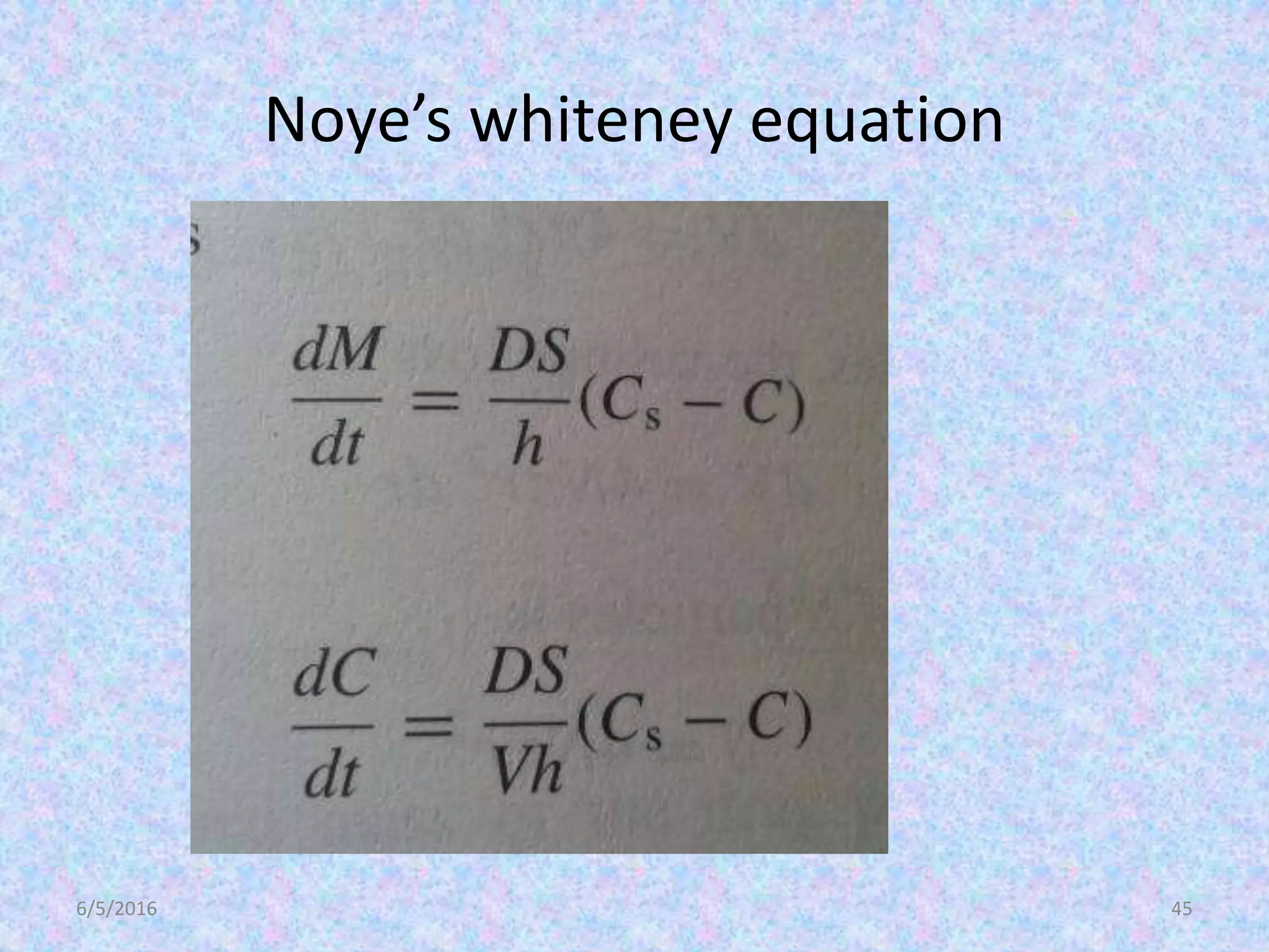 Noye’s whiteney equation
6/5/2016 45
 
