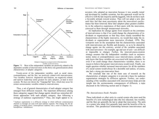 263
262                                                                Diffusion of Innovations   Innovativeness and Adopter Categories

                                                                                              novators who adopted an innovation because it was soundly tested
                                                                                              and developed by credible scientists, but this approach would not be
                                                                                              effective with the late majority and the laggards, who do not have such
                                                                                              a favorable attitude toward science. They will not adopt a new idea
                                                                                              until they feel that most uncertainty about the innovation's perfor-
                                                                                              mance has been removed; these later adopters place greatest credibil-
                                                                                              ity in the subjective experiences of their peers with the innovation,
                                                                                              conveyed to them through interpersonal networks.
                                                                                                   An implication for change agents from research on the correlates
                                                                                              of innovativeness is that if we could change the characteristics of in-
                                                                                              dividuals or organizations so that they more closely resembled the
                                                                                              characteristics of the highly innovative, we would then make the in-
                                                                                              dividuals or organizations more innovative (Eveland, 1979). This
                                                                                              veiwpoint rests on the assumption that the characteristics associated
                                                                                               with innovativeness are flexible and dynamic, so as to be altered by
                                                                                               change agents (on the contrary, several of the variables associated
                                                                                               with innovativeness—for example, age and size of unit—are difficult
                                                                                               or impossible to change). Further, the innovativeness-creation
                                                                                               strategy assumes that the independent variables (such as socioeco-
                                                                                               nomic status or cosmopoliteness) cause innovativeness; actually, we
                                                                                               only know that these variables are associated with innovativeness. So
                             Adopters Categories (a categorization of the dependent            even if we could change these characteristics variables, there is no
                                          variable of innovativeness)                          reason to believe that greater innovativeness would result. Finally, one
Figure 7-5. Most of the independent variables are positively related to the                    might question whether increased innovativeness for all the members
dependent variable of innovativeness in the thirty-one generalizations about
characteristics of adopter categories.                                                         of a social system would always be a desirable end (unless, of course,
                                                                                               one had a strong pro-innovation bias).
    Twenty-seven of the independent variables, such as social status,                               We conclude that one of the main uses of research on the
cosmopoliteness, and the like, are positively related with innovativeness.                     characteristics of adopter categories is to provide a basis for audience
Two variables, however, dogmatism and fatalism, are negatively related,                         segmentation strategies by diffusion agencies. Further, our under-
and opinion leadership seems greatest for early adopters, at least in most
systems. We have not shown the              Dip" here, which may occur for
                                                                                                standing of the variables associated with innovativeness helps provide
certain socioeconomic variables related to innovativeness.                                      insight into the socioeconomic consequences of diffusion, a topic
                                                                                                discussed in the following section and in Chapter 11.
    Thus, a set of general characteristics of each adopter category has
emerged from diffusion research. The important differences among
these categories suggest that change agents should use somewhat dif-                            The Innovativeness-Needs Paradox
ferent approaches with each adopter category, thus following a
strategy of audience segmentation.* Thus, one might appeal to in-                              Those individuals or other units in a social system who most need the
                                                                                               benefits of a new technological idea (the less educated, less wealthy,
* Audience segmentation is a diffusion strategy in which different communication               and the like) are generally the last to adopt that innovation. The units
channels or messages are used with each audience segment. This strategy has the ad-            in a system who adopt first generally least need the benefits of the in-
vantage of breaking down a heterophilous audience into a series of relatively more
homophilous subaudiences.                                                                      novation. This paradoxical relationship between innovativeness and
 