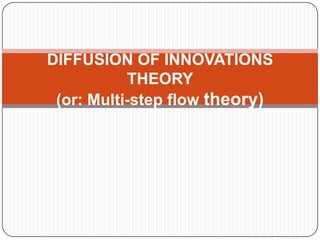 DIFFUSION OF INNOVATIONS
THEORY
(or: Multi-step flow theory)

 