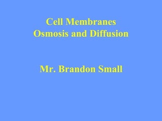 Cell Membranes
Osmosis and Diffusion


 Mr. Brandon Small
 