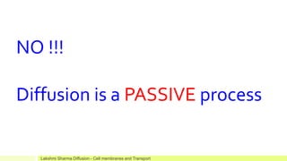 Lakshmi Sharma Diffusion - Cell membranes and Transport
NO !!!
Diffusion is a PASSIVE process