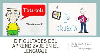 DIFICULTADES DEL
APRENDIZAJE EN EL
LENGUAJE
Lic. Jorge J. Rodríguez
Renjifo
Psicopedagogo
 