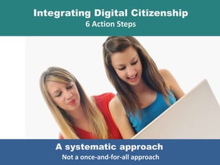 A systematic approach
Not a once-and-for-all approach
Integrating Digital Citizenship
6 Action Steps
 