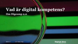 Vad är digital kompetens?
Om Digcomp 2.0
Bilden av laogooll som delas enligt CC BY-SA 2.0.
 