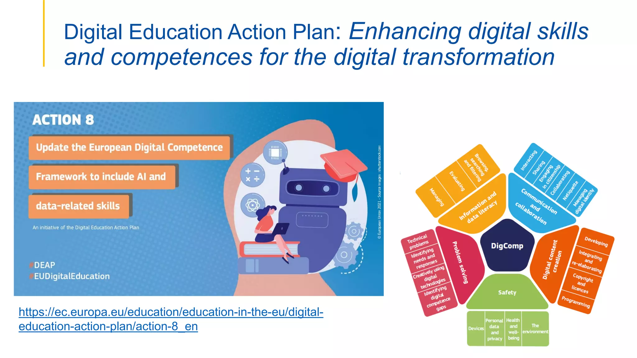 https://ec.europa.eu/education/education-in-the-eu/digital-
education-action-plan/action-8_en
Digital Education Action Plan: Enhancing digital skills
and competences for the digital transformation
 