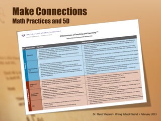 Make Connections
Math Practices and 5D
Dr. Marci Shepard  Orting School District  February 2013
 