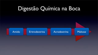 Digestão Química na Boca


Amido   Eritrodextrina   Acrodextrina   Maltose
 