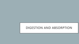 DIGESTION AND ABSORPTION
 