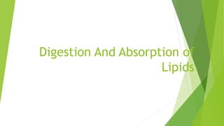 Digestion And Absorption of
Lipids
 