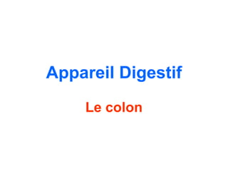 Appareil Digestif
    Le colon
 