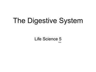 The Digestive System Life Science 5 8/08 