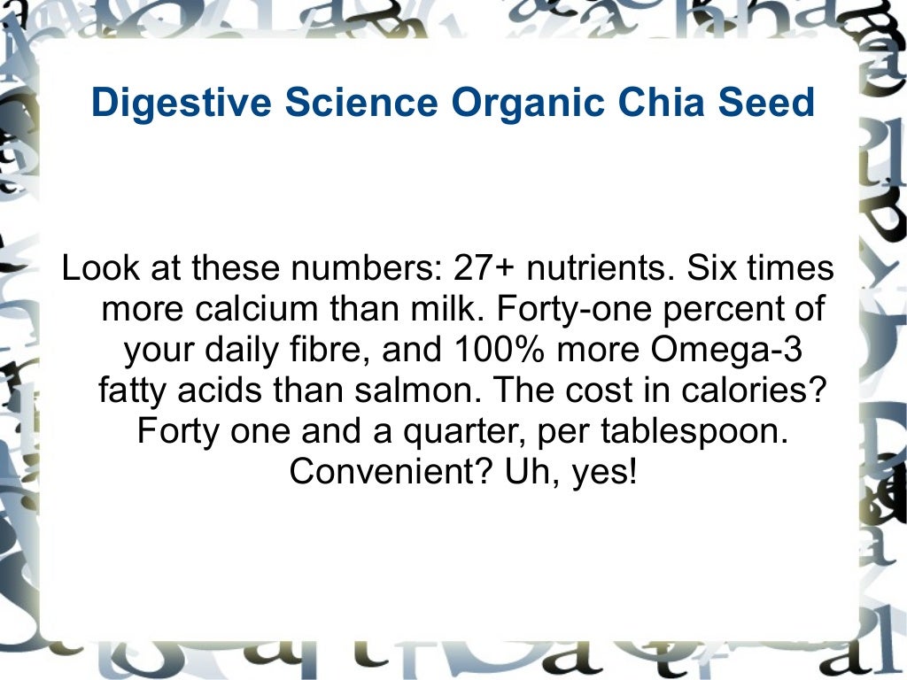 What is Digestive Science Organic Chia Seed