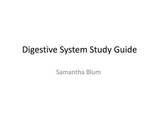 Digestive System Study Guide

        Samantha Blum
 