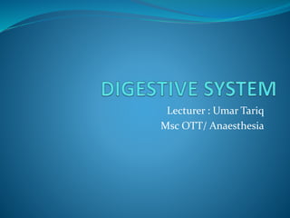 Lecturer : Umar Tariq
Msc OTT/ Anaesthesia
 