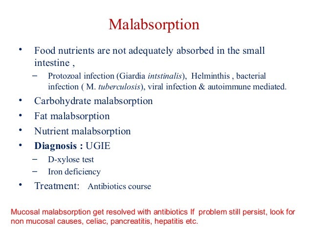 What are the causes of malabsorption?