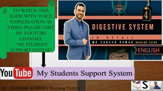 By – SURESH KUMAR ( Nursing Tutor )
TO WATCH THIS
SLIDE WITH VOICE
EXPALINATION AS
VIDEO PLEASE VISIT
MY YOUTUBE
CHANNEL
“MY STUDENT
SUPPORT SYSTEM”
 