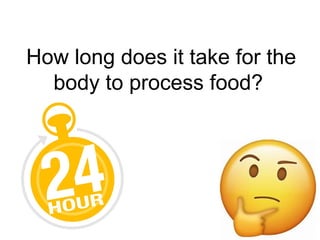 How long does it take for the
body to process food?
 