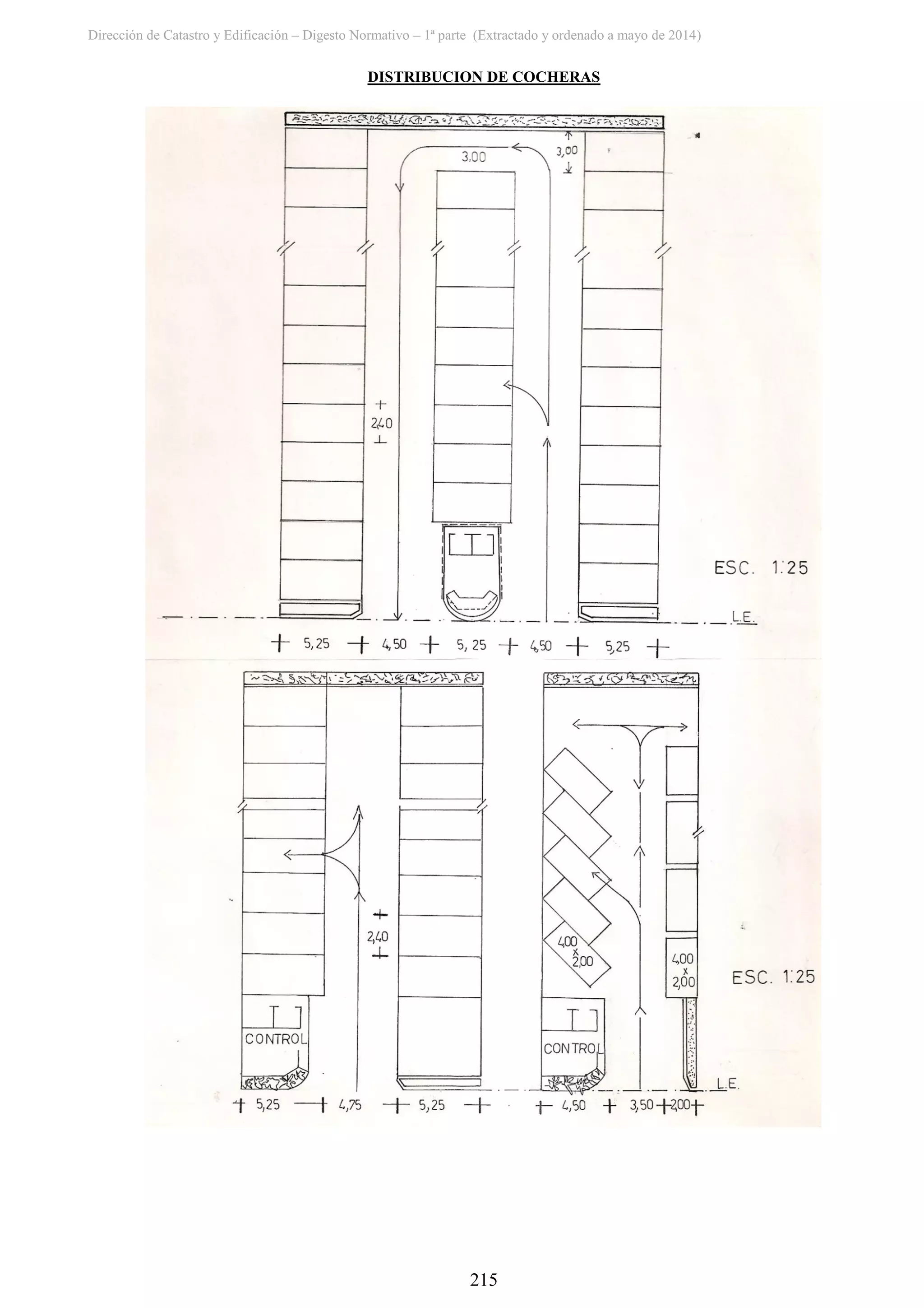 Dirección de Catastro y Edificación – Digesto Normativo – 1ª parte (Extractado y ordenado a mayo de 2014)
215
DISTRIBUCION DE COCHERAS
 