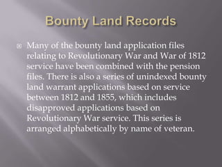 Military RecordsWhen researching volunteers who served in the military for a particular war, start with the compiled military service records.Begin by searching the appropriate name indexes on the National Archives microfilm.See the original records at the National Archives Building in Washington, D.C.
