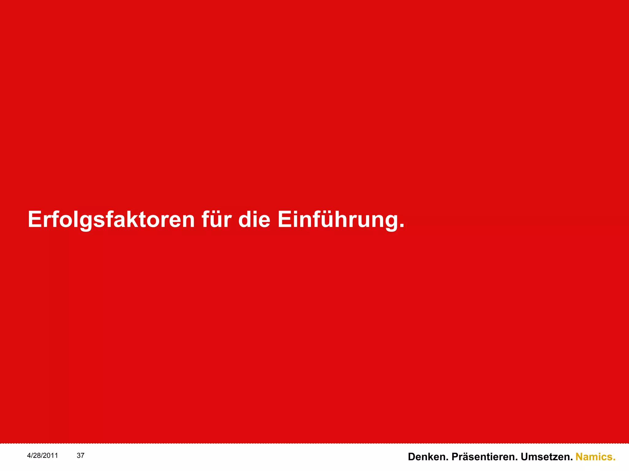 Erfolgsfaktoren für die Einführung.4/28/1137Denken. Präsentieren. Umsetzen.