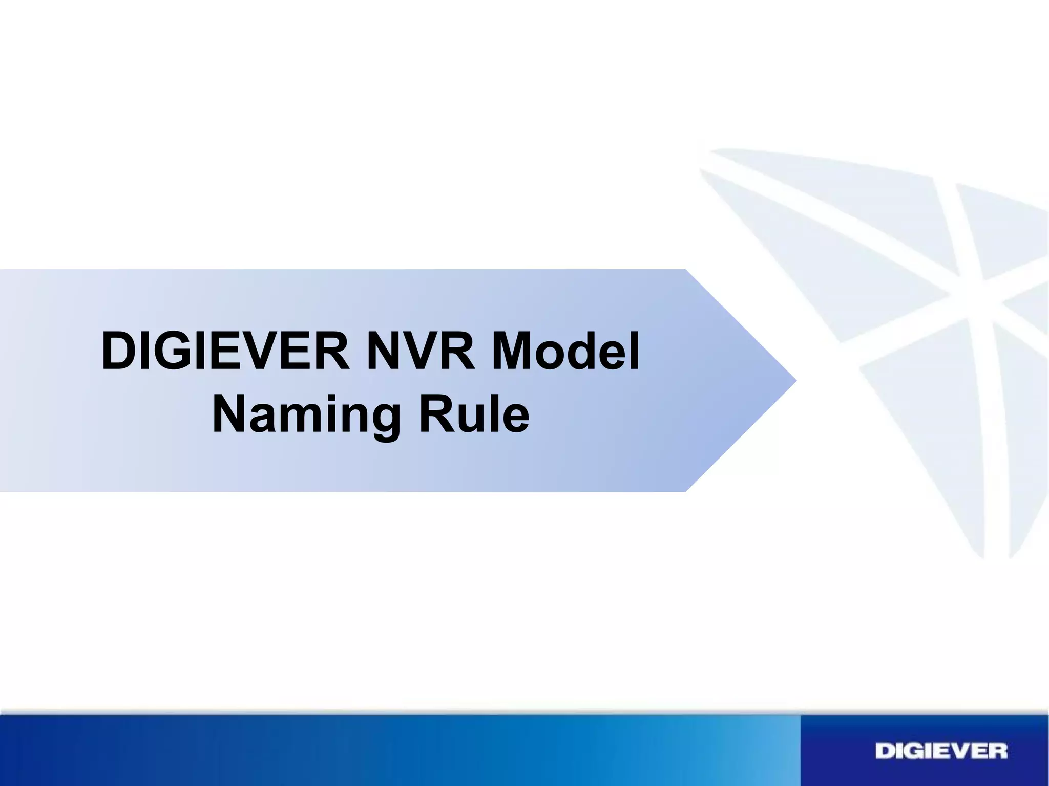 DIGIEVER NVR Model
Naming Rule
 