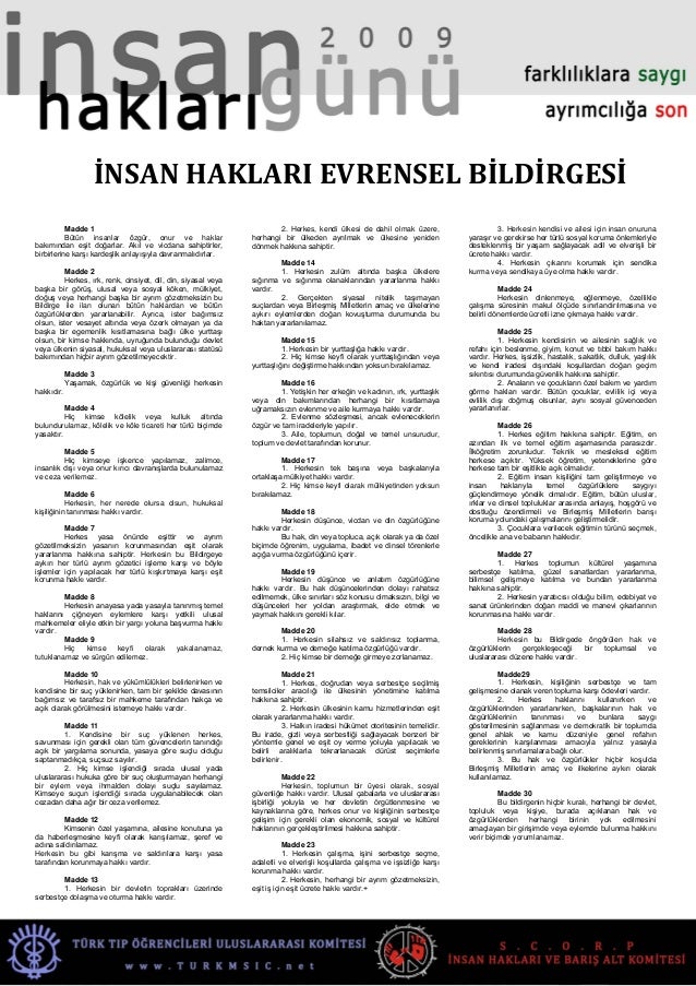 İnsan Hakları Evrensel Bildirgesi İnsan Hakları Evrensel Bildirgesi