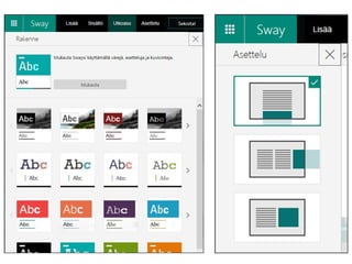 Adobe Spark Pagen luominen
• Luo ja nimeä julkaisu, valitse teema ja aloita sisällön tuottaminen.
• Kuvina voit käyttää omiasi tai etsiä CC-lisenssillä julkaistuja kuvia.
• Video tuodaan linkkinä YouTubesta, Vimeosta tai Spark Videosta.
• Button-kohdasta teet linkkinapin.
 