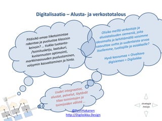 Digitalisaatio – Alusta- ja verkostotalous
@PetriHakanen
http://Digiloikka.Design
 
