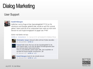July 2015 Dr. Ute Hillmer
Dialog Marketing
User Support
 