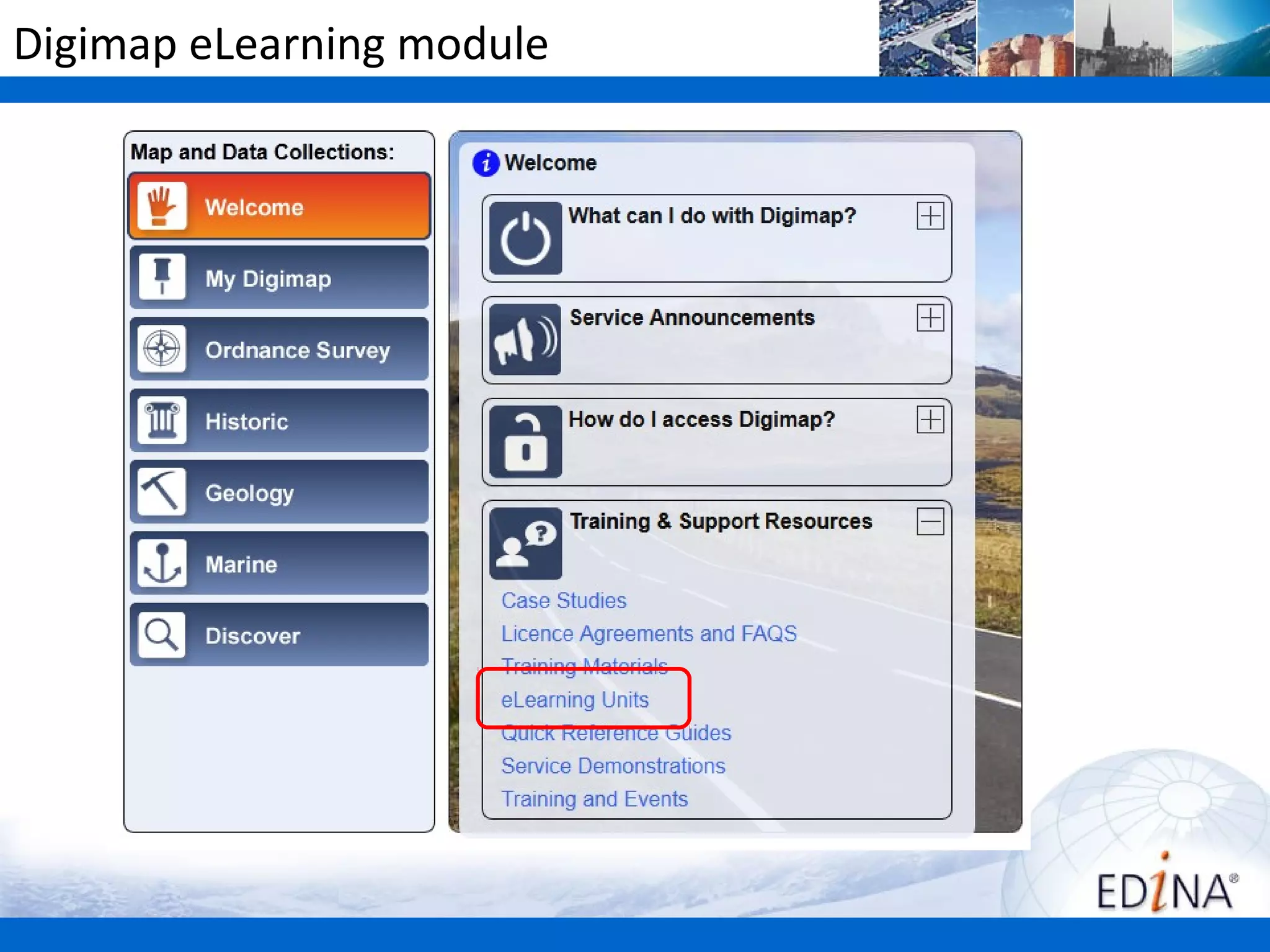 Digimap eLearning module
 