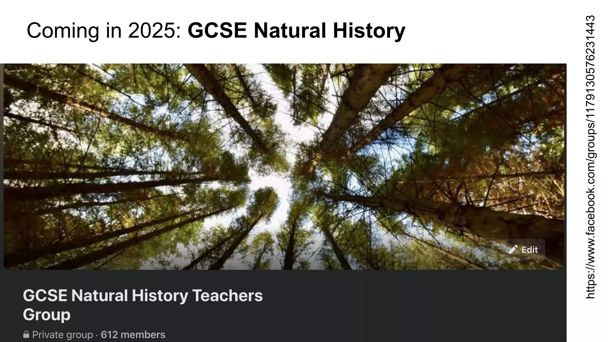 Coming in 2025: GCSE Natural History
https://www.facebook.com/groups/1179130576231443
 