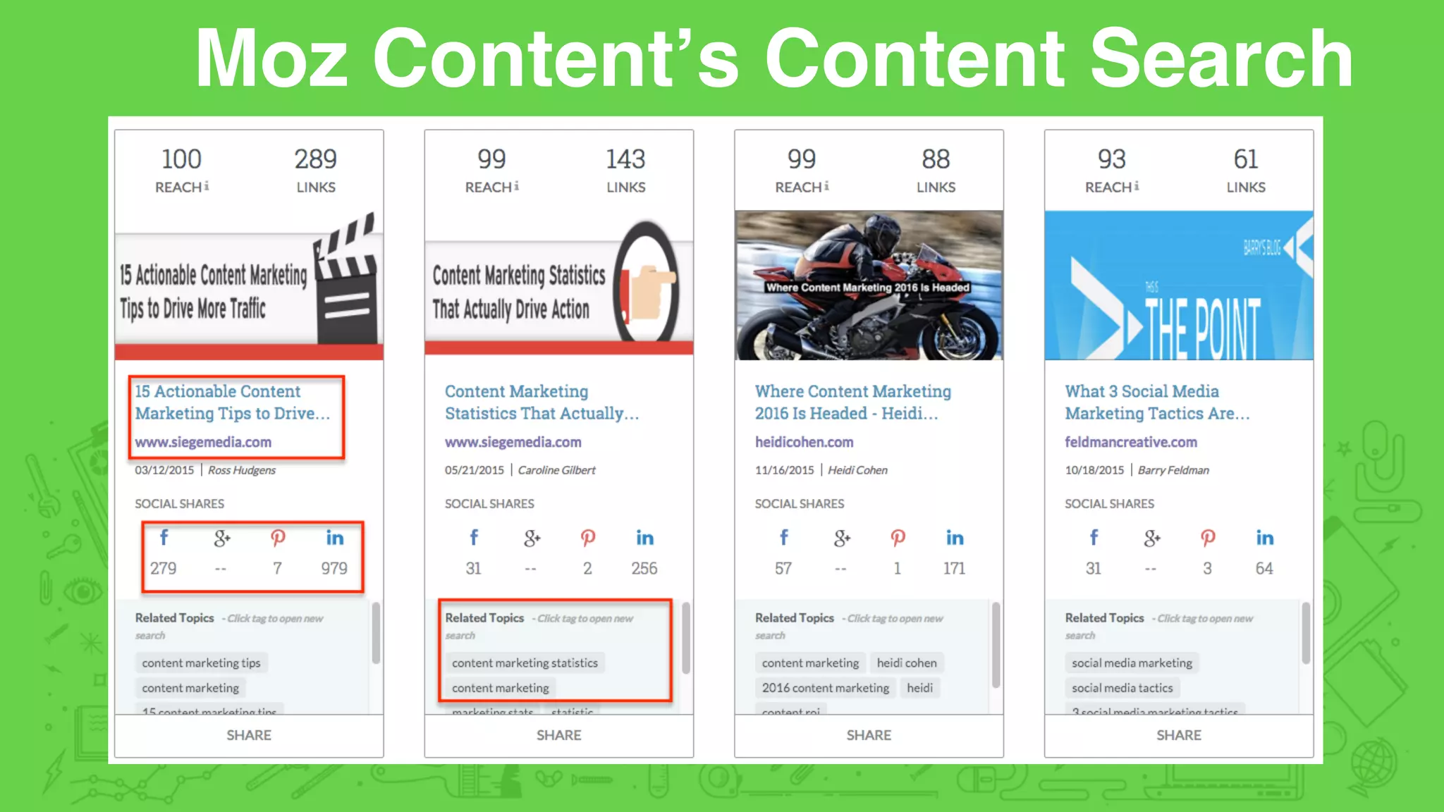 Moz Content’s Content Search
 