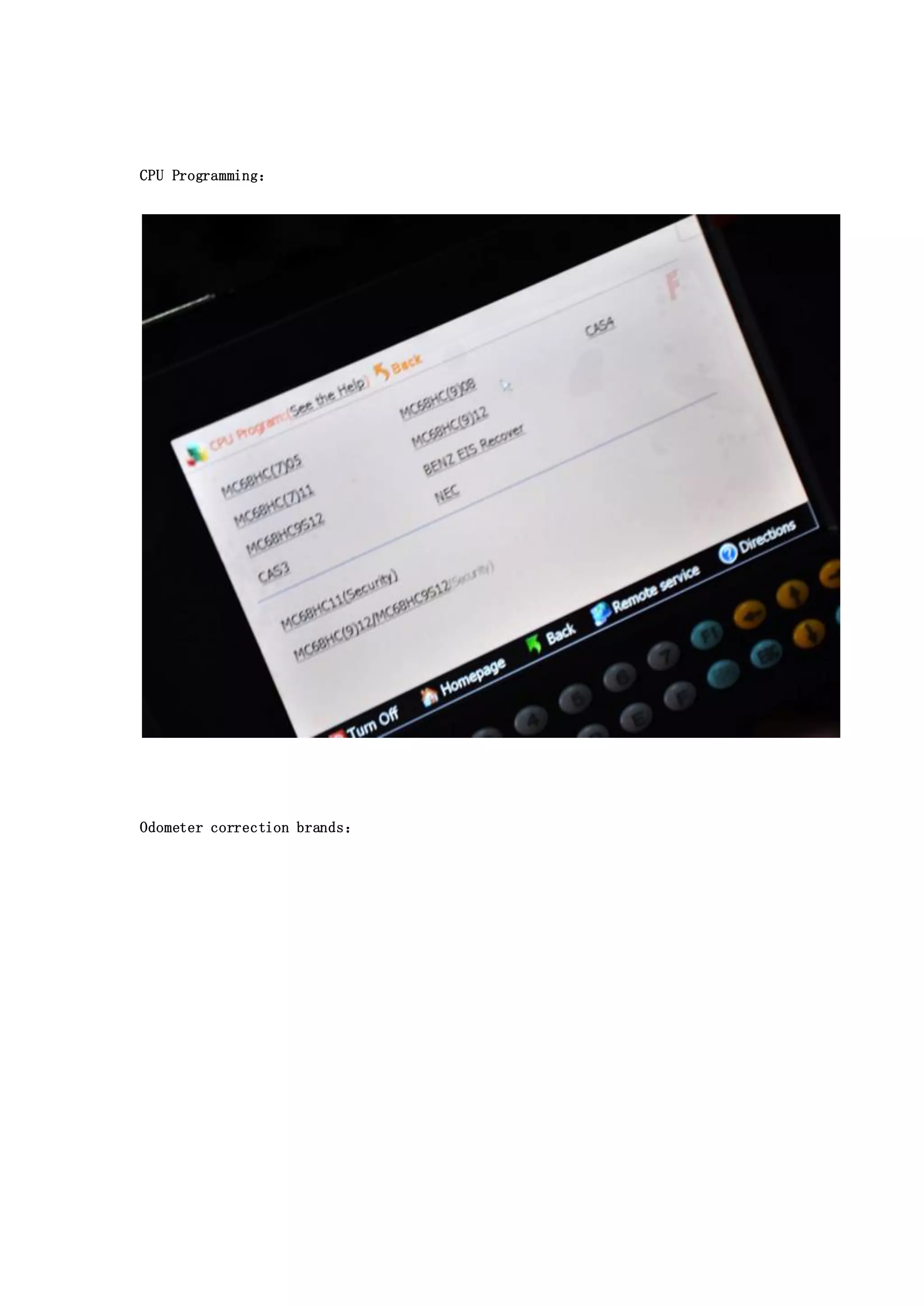 CPU Programming：

Odometer correction brands：

 