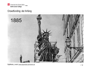 DigiMediaL_musik | www.digimedial.udk-berlin.de
Crowdfunding: der Anfang
/ 12
1885
© New York Public Library
 