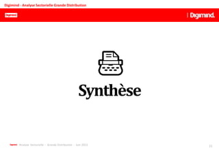 Analyse Sectorielle - Grande Distribution - Juin 2013 21
Digimind - Analyse Sectorielle Grande Distribution
Synthèse
 