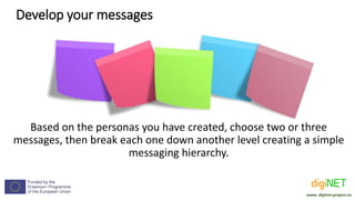Develop your messages
Based on the personas you have created, choose two or three
messages, then break each one down anoth...