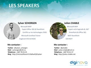 LES SPEAKERS
Sylver SCHORGEN
Microsoft MVP
Expert Office 365 & SharePoint
Certifié sur les technologies O365
Microsoft Cer...