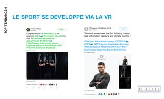 LE SPORT SE DEVELOPPE VIA LA VR
TOPTENDANCE6
 