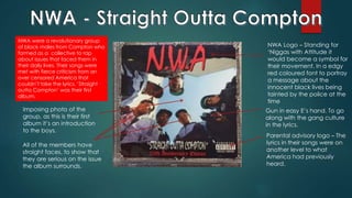 Imposing photo of the
group, as this is their first
album it’s an introduction
to the boys.
Parental advisory logo – The
l...