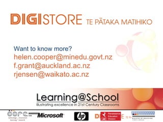 Want to know more? [email_address] f.grant@auckland.ac.nz  [email_address] 